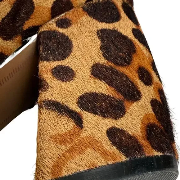 Steven Pamina Block Heel Leopard Print Shoes 6.5M Calf Hair Mob Wife Office Work - Picture 4 of 13